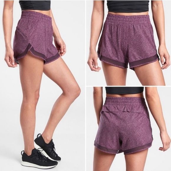 Athleta Printed Mesh Racer Run Short‎ 4” XXS Purple - Picture 1 of 6